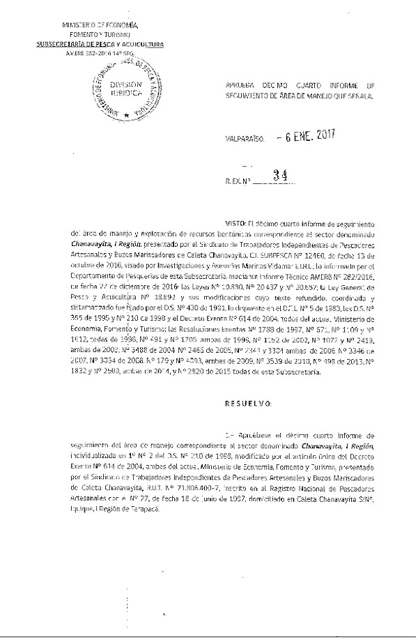 Res. Ex. N° 34-2017 14° SEGUIMIENTO.