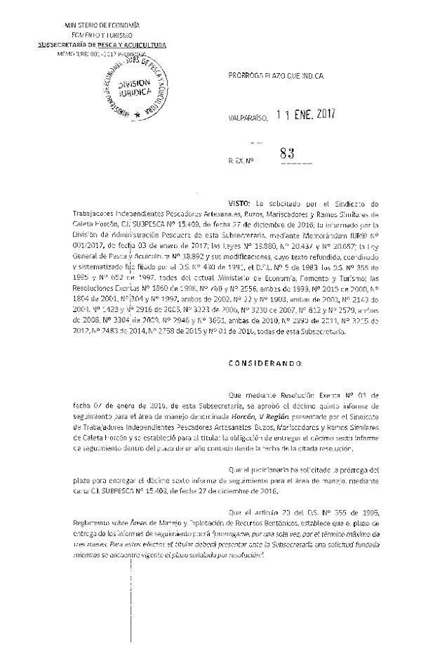 Res. Ex. N° 83-2017 PRORROGA 16° SEGUIMIENTO.
