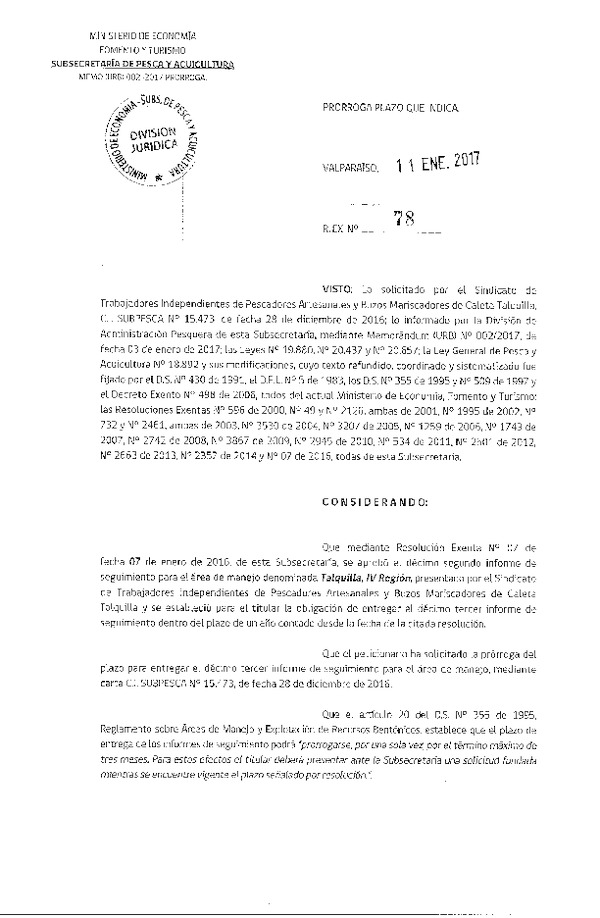 Res. Ex. N° 78-2017 PRORROGA 13° SEGUIMIENTO.