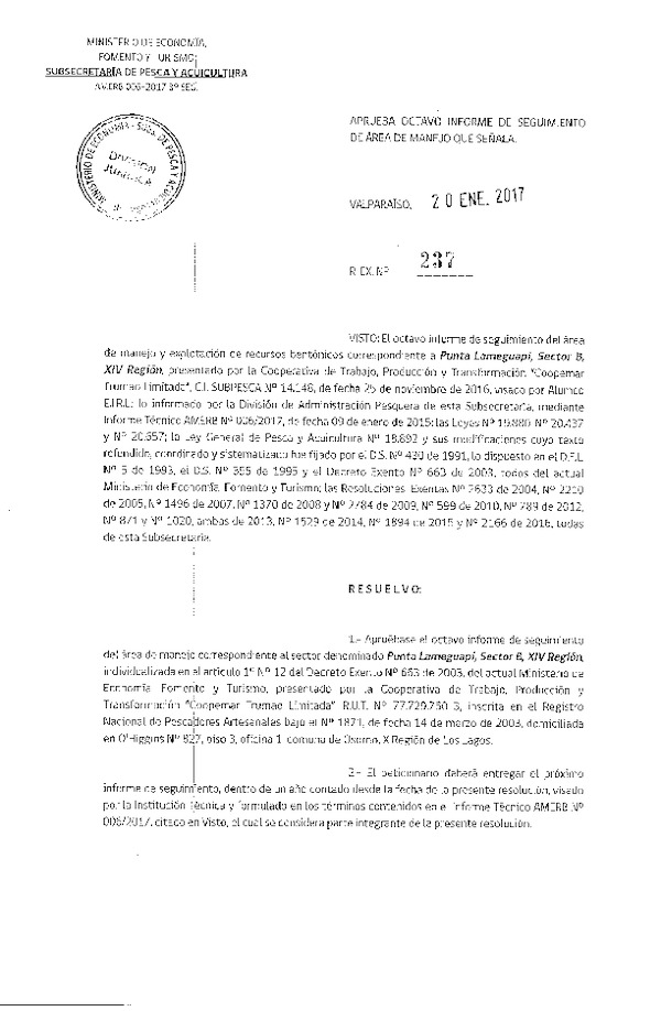 Res. Ex. N° 237-2017 8° Seguimiento.