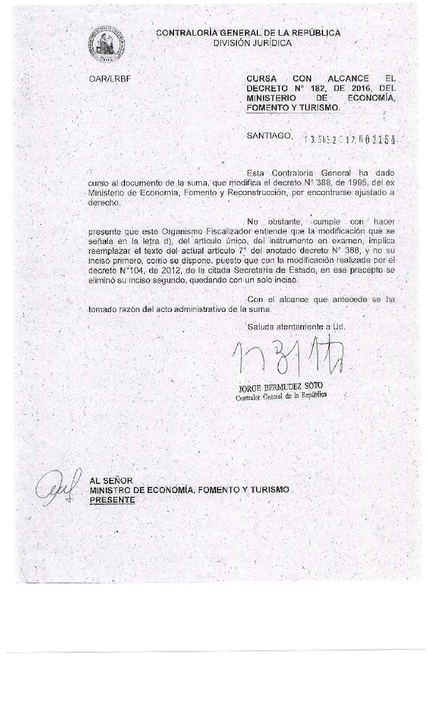 D.S. N° 182-2016 Modifica D.S. N° 388-1995 Reglamento de Sustitución de Embarcaciones y de Reemplzo de la Inscripción de Pescadores en Registro Artesanal (F.D.O. 25-01-2017)