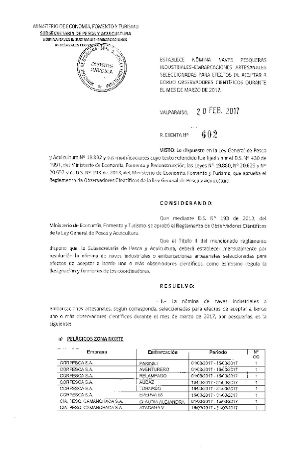 Res. Ex. Nº 602-2017 Naves mes de Marzo de 2017.