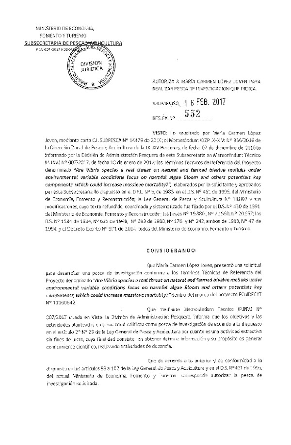 Res. Ex. N° 552-2017 Are vibro species a real threat on natural and farmed bivalve molluks under..