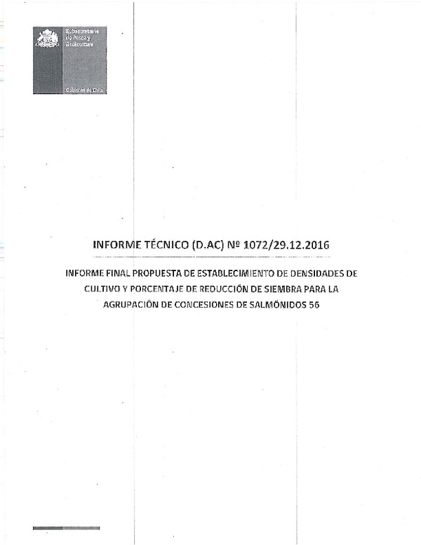 Informe Técnico (D.AC) N° 1072-2016 Informe Final Propuesta Establecimiento de Densidades de Cultivo Agrupación 56.