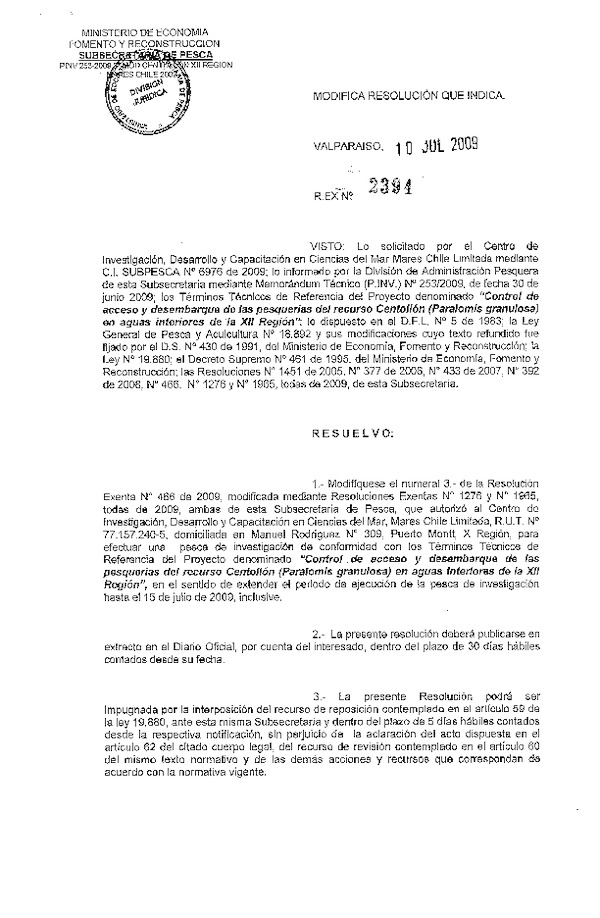 r ex pinv 2394-09 mod r 466-09 mares chile centollon xii.pdf