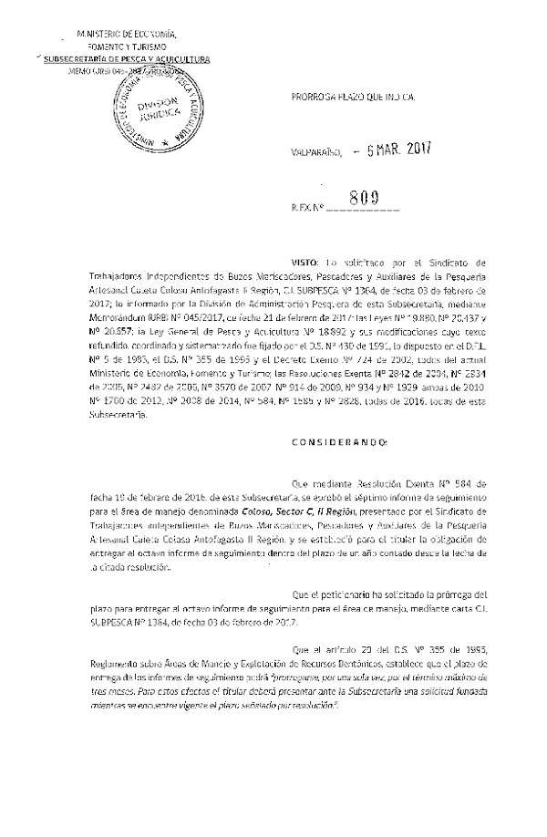 Res. Ex. N° 809-2017 Prorroga 8° Seguimiento.