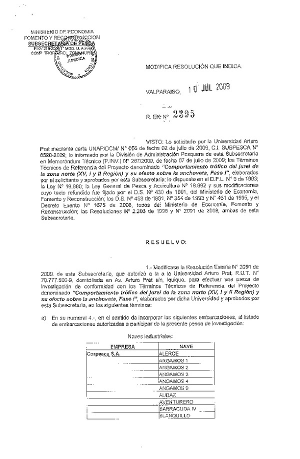 r ex pinv 2395-09 mod r 2091-09 u arturo prat jurel xv i ii region.pdf