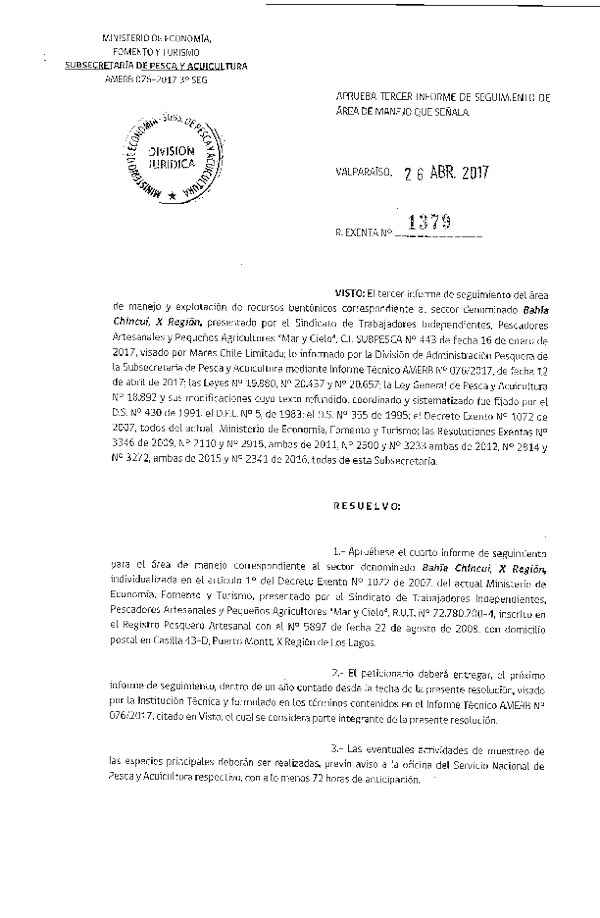 Res. Ex. N° 1379-2017 3° Seguimiento.