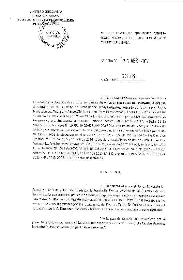 Res. Ex. N° 1376-2017 6° Seguimiento.