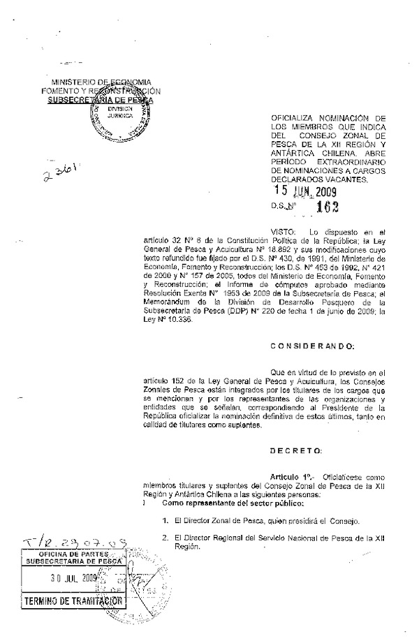 ds 162-09 oficializa nominacion czp xii.pdf