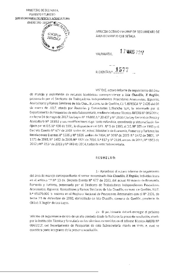Res. Ex. N° 1577-2017 8° Seguimiento.