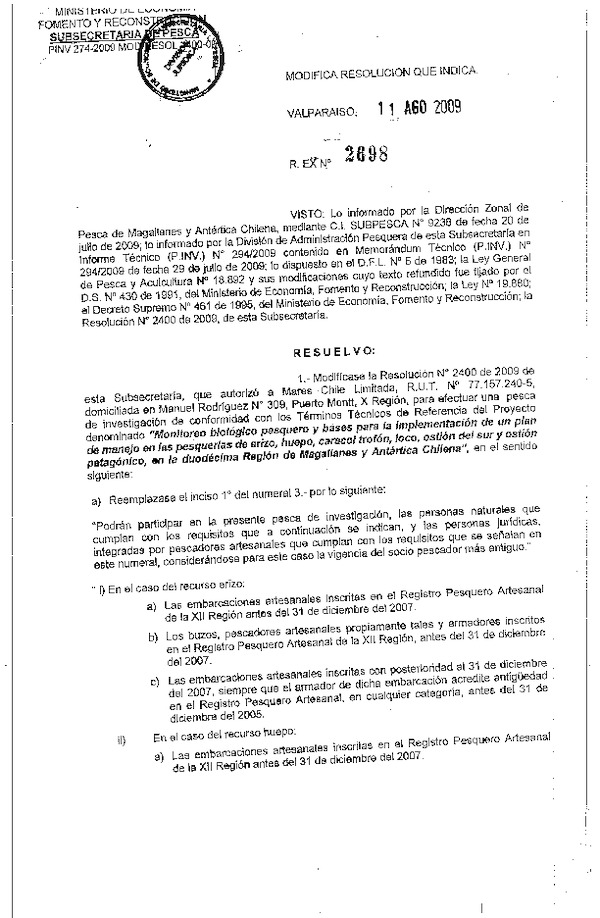 r ex pinv 2698-09 mod r 2400-09 mares chile bentonicos xii.pdf