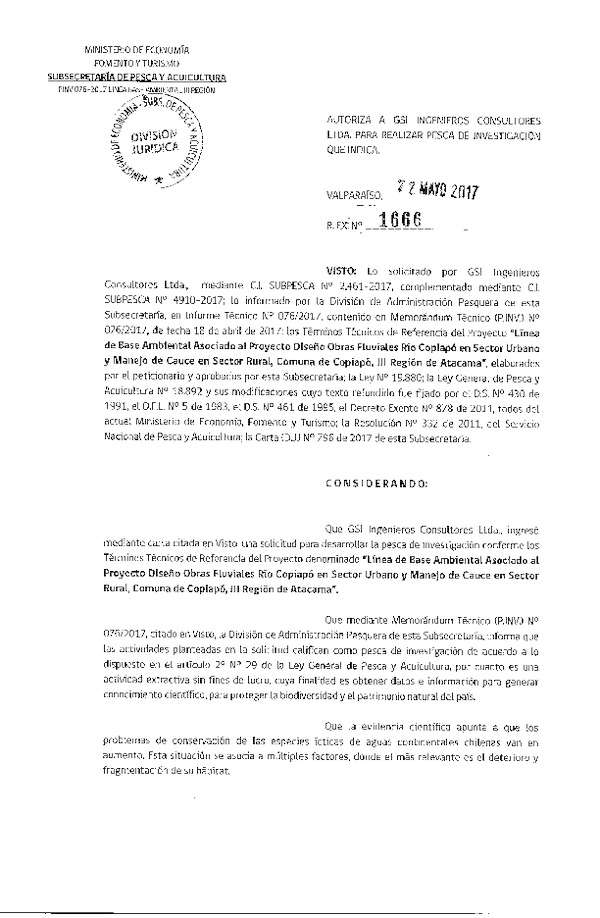 Res. Ex. N° 1666-2017 línea de base ambiental, comuna de Copiapó, III Región.