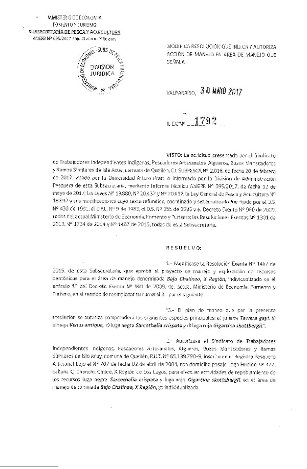 Res. Ex. N° 1792-2017 Acción de Manejo.