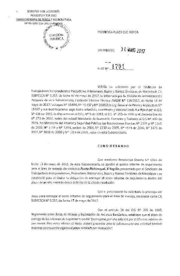 Res. Ex. N° 1791-2017 Prorroga 6° Seguimiento.