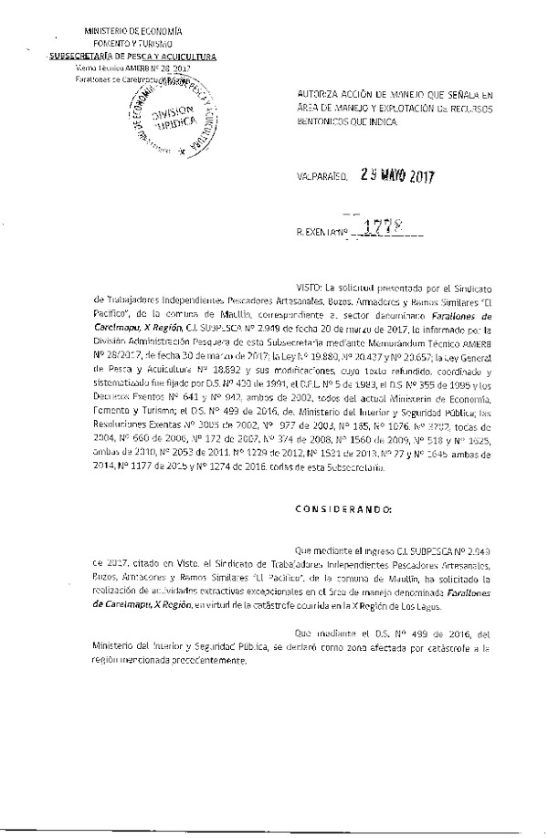 Res. Ex. N° 1778-2017 Acción de Manejo.