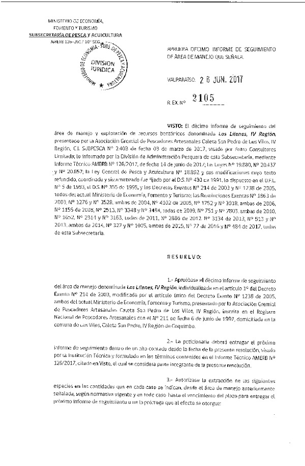 Res. Ex. N° 2105-2017 10° Seguimiento.