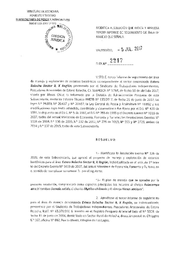 Res. Ex. N° 2217-2017 3° SEGUIMIENTO.