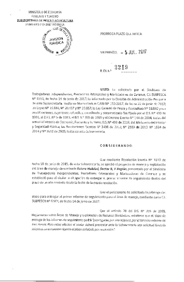 Res. Ex. N° 2219-2017 Prorroga 1° SEGUIMIENTO.
