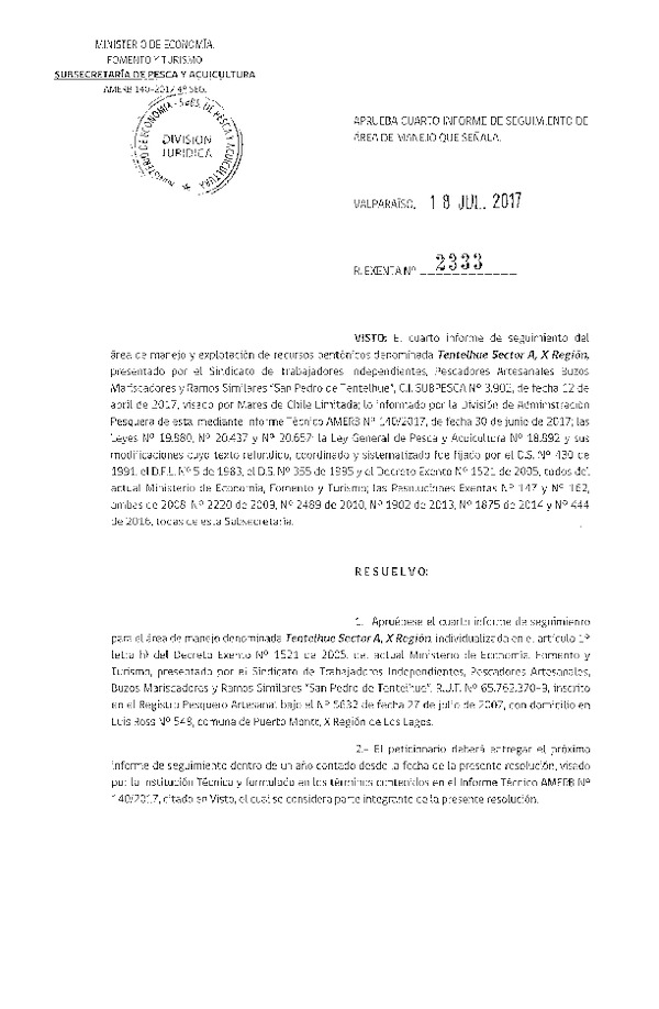 Res. Ex. N° 2333-2017 4° Seguimiento.