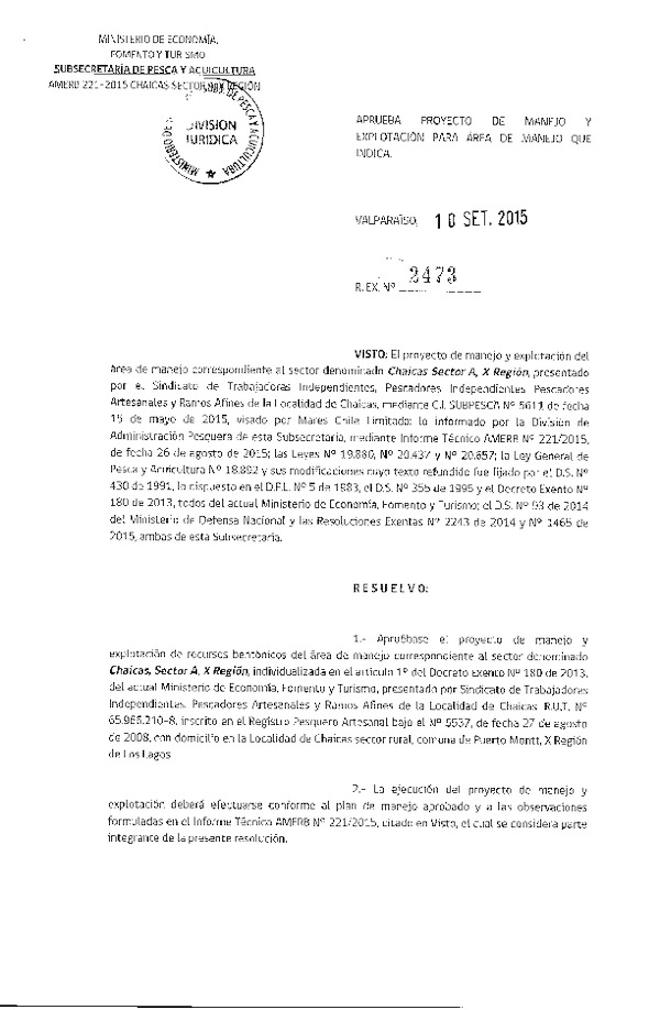 Res. Ex. N° 2473-2015 PLAN DE MANEJO.