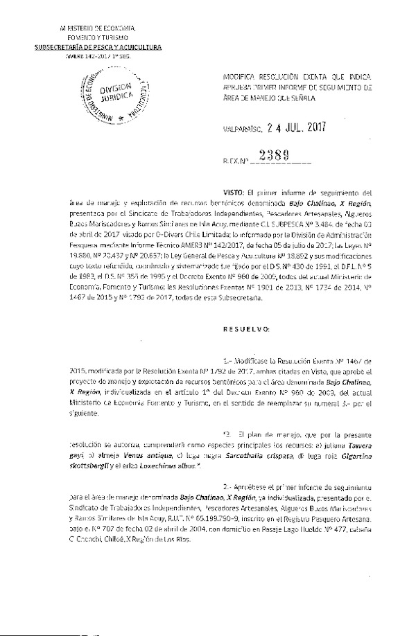 Res. Ex. N° 2389-2017 1° Seguimiento.