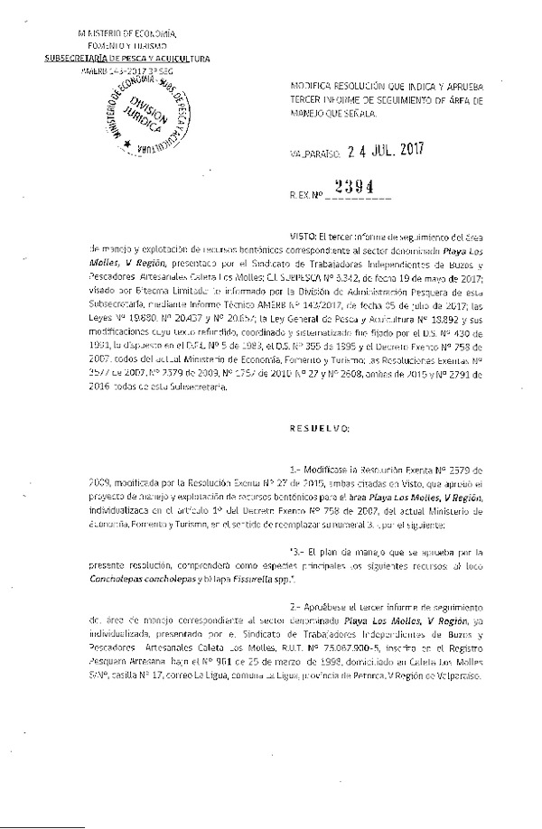 Res. Ex. N° 2394-2017 3° Seguimiento.