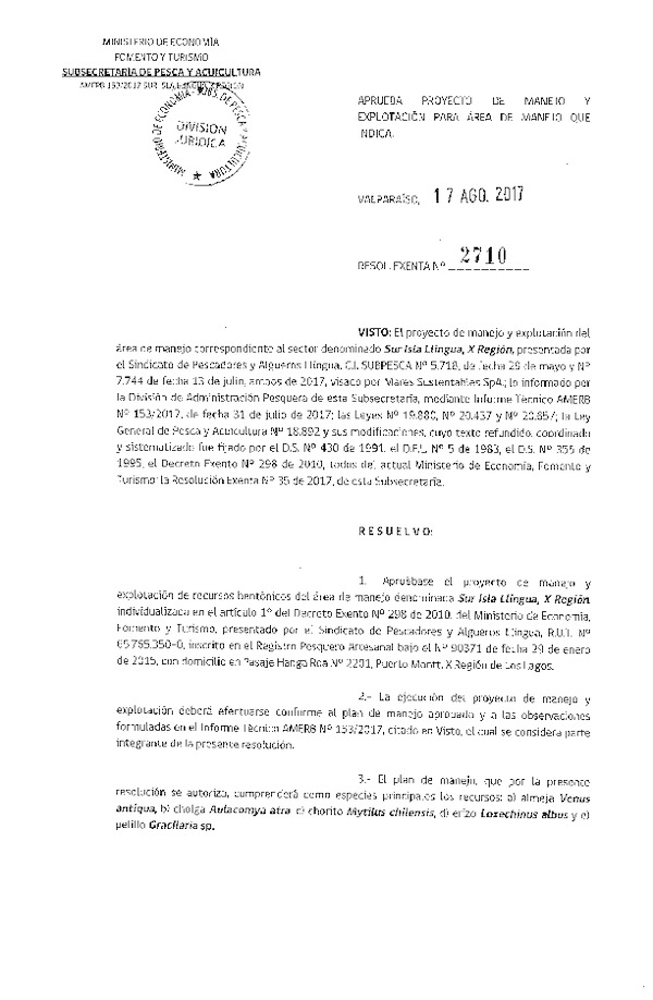 Res. Ex. N° 2710-2017 Plan de Manejo.