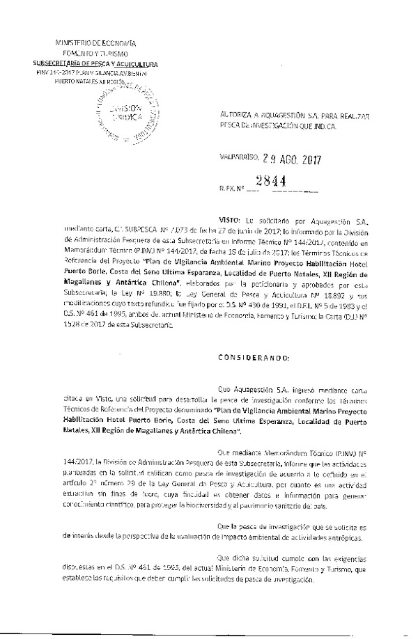 Res. Ex. N° 2844-2017 Plan de vigilancia ambiental, XII Región de Magallanes y Antártica Chilena.