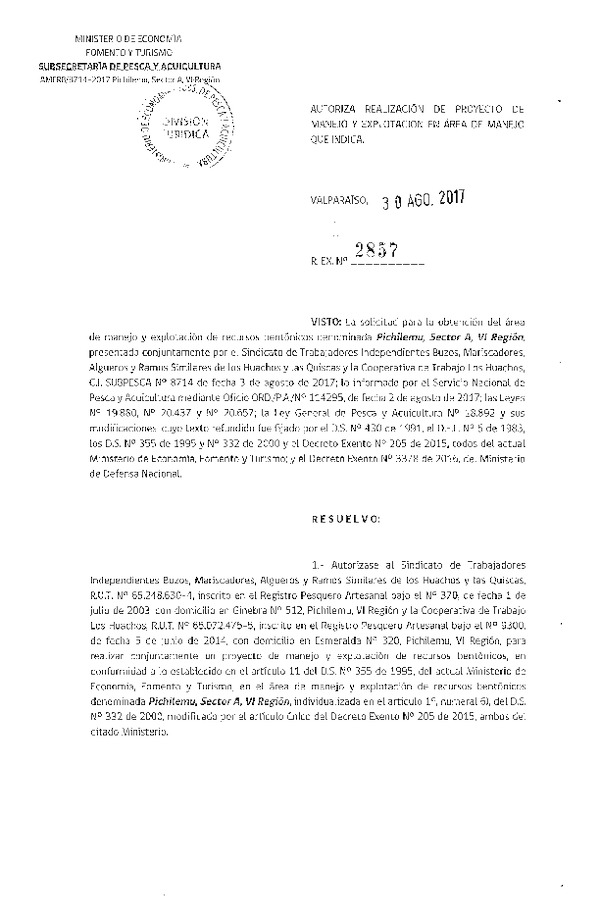 Res. Ex. N° 2857-2017 Proyecto de Manejo.
