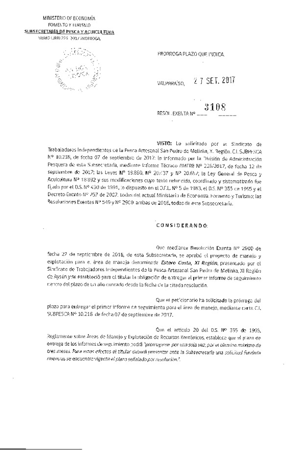 Res. Ex. N° 3108-2017 Prorroga 1° Seguimiento.