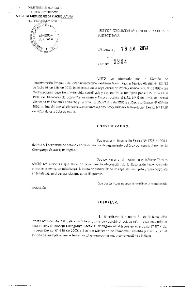 Res. Ex. N° 1834-2013 RECTIFICA Res. Ex. 1728-2013 8° SEGUIMIENTO.