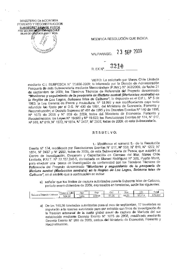 r ex pinv 3210-09 mod r 174-09 mares chile merluza del sur x subzona islas calbuco.pdf