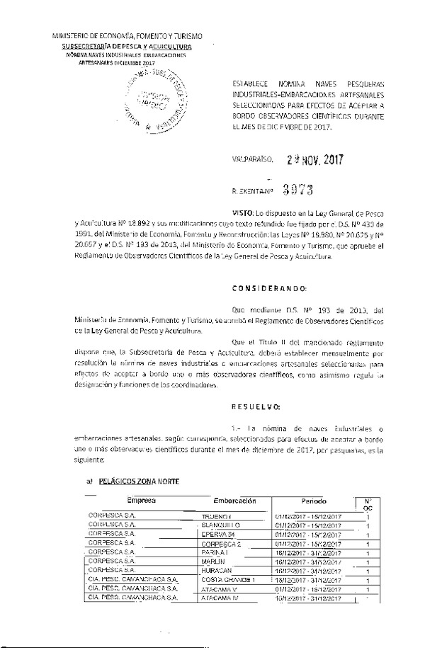 Res. Ex. Nº 3973-2017 Naves mes de diciembre de 2017.