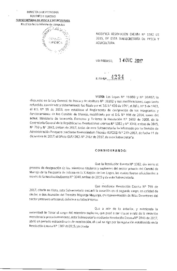 Res. Ex. N° 4234-2017 Modifica Res. Ex. N° 1382-2017 Informe de Cómputos. (Publicado en Página Web 14-12-2017)