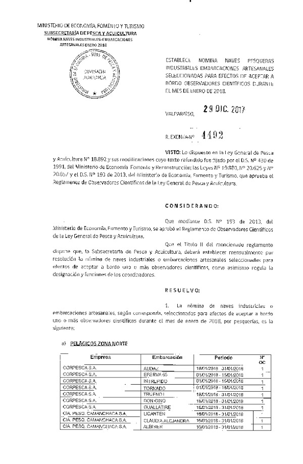 Res. Ex. Nº 4492-2017 Naves mes de enero de 2018.