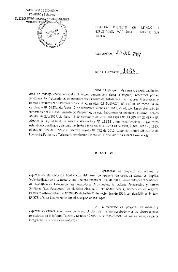 Res. Ex. N° 4488-2017 Plan de Manejo.
