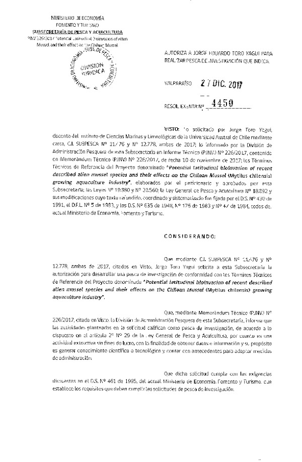 Res. Ex. N° 4450-2017 Potential latitudinal bioinvasion of recent.