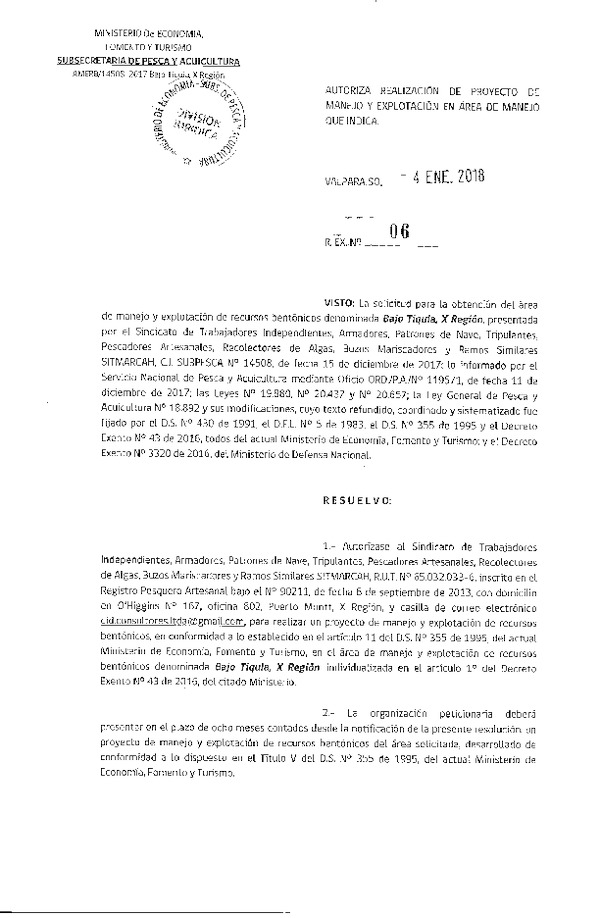 Res. Ex. N° 6-2018 Proyecto de Manejo.