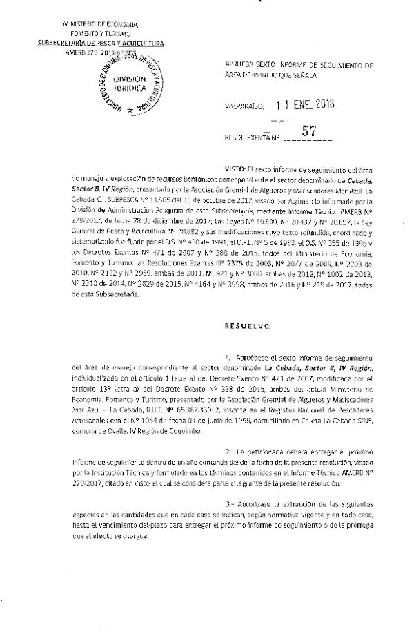 Res. Ex. N° 57-2018 6° Seguimiento.