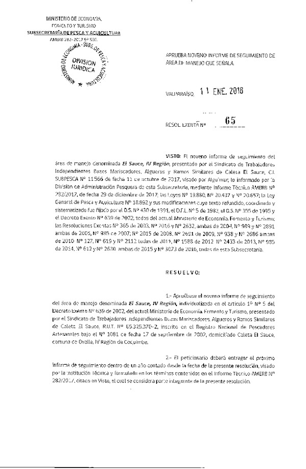 Res. Ex. N° 65-2018 9° Seguimiento.