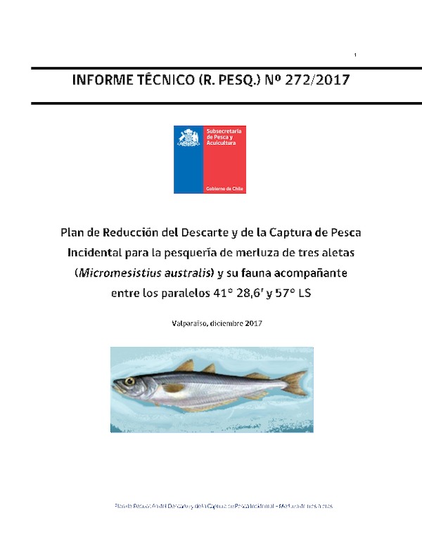 Informe Técnico (R. Pesq.) N° 272-2017 Plan de Reducción del Descarte. (Publicado 31-01-2018)