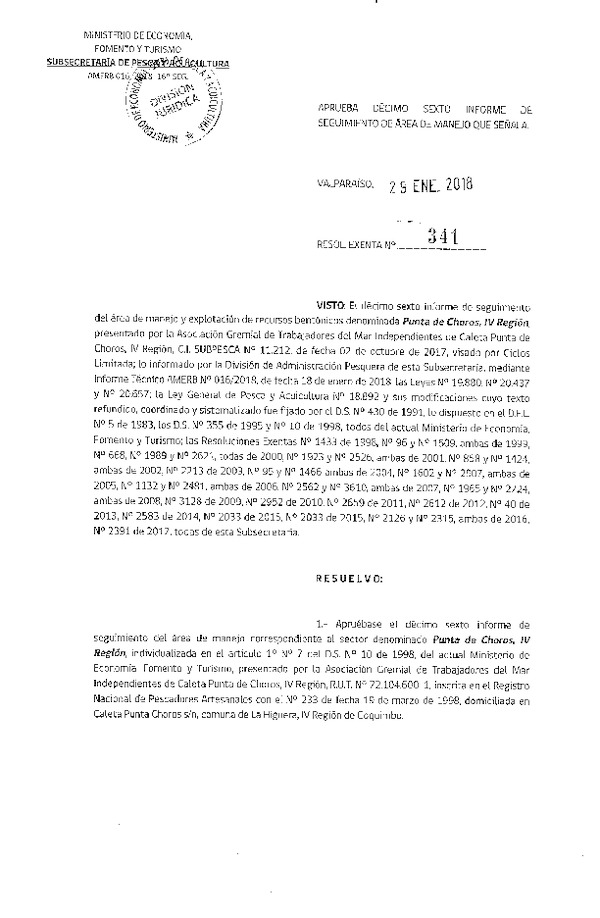 Res. Ex. N° 341-2018 16° Seguimiento.