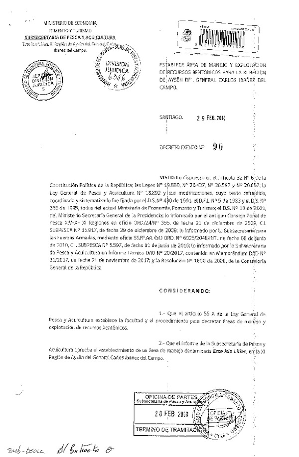 Dec. Ex. N° 90-2018 Establece Área de Manejo Este Isla Lilian XI Región. (F.D.O. 24-02-2018)