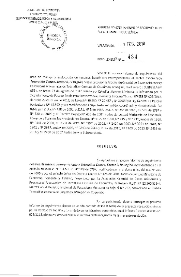 Res. Ex. N° 484-2018 9° Seguimiento.