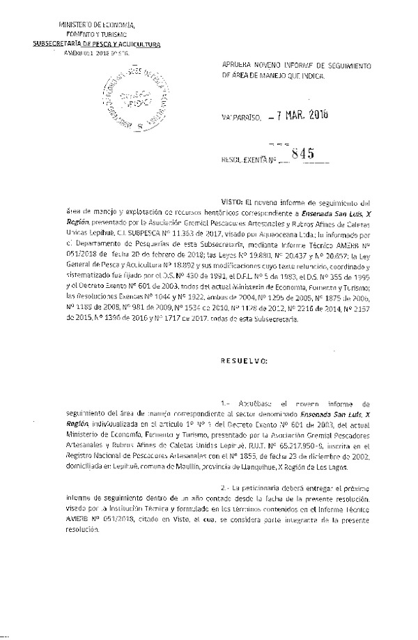 Res. Ex. N° 845-2018 9° Seguimiento.