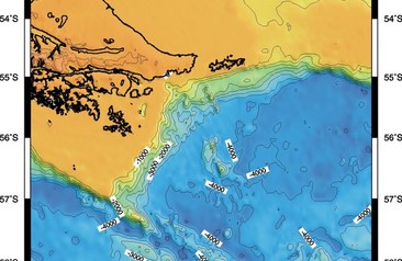 Fondo marino ady a la costa de Chile, entre paralelos 50ºS y 60ºS y meridianos 60ºW y 70ºW