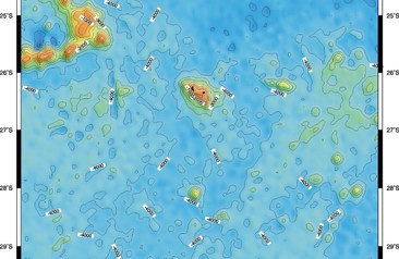 Fondo marino ady a las Islas San Félix y San Ambrosio, entre los paralelos 23ºS y 30ºS y los meridianos 76º30'W y 83º20'W